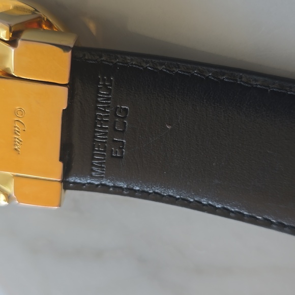 Cartier Black Leather Belt Gold Round Buckle Sz S - Picture 5 of 9